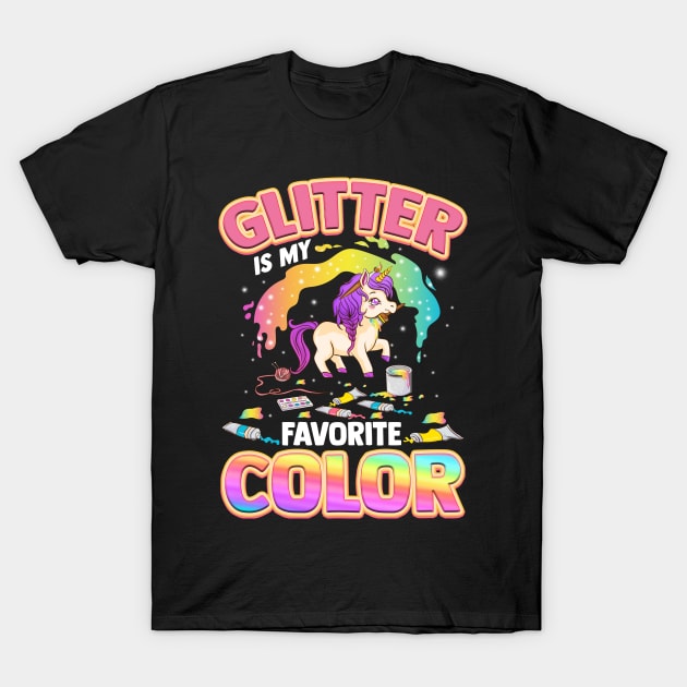 Cute Glitter Is My Favorite Color Unicorn Rainbow T-Shirt by theperfectpresents